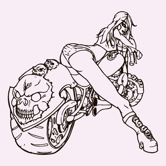 Anime Girl on Motorcycle Wall Decals-EC1054