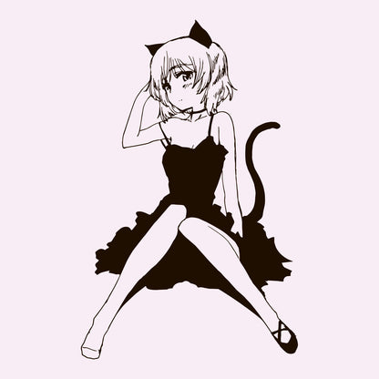 Manga Anime Girl with Cat Ears and Tail Decal-EC1071