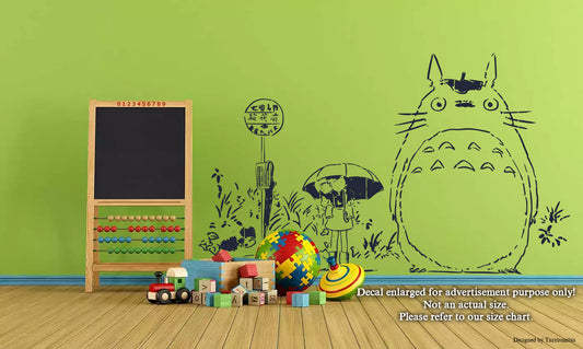 Japanese Anime Cartoons Characters Wall Decals Satsuki Mei and Totoro My Neighbor Totoro-EC0408