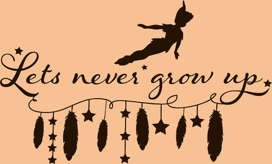 Peter Pan Decals "Lets Never Grow Up" Decorative Vinyl Decals