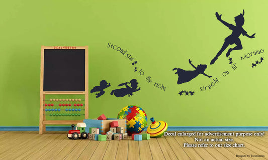 Peter Pan Wendy John and Michael Flying Decorative Vinyl Decals