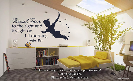 Peter Pan Wall Decals "Second Star to the right" Peter Pan Fairytales Decorative Vinyl Decals