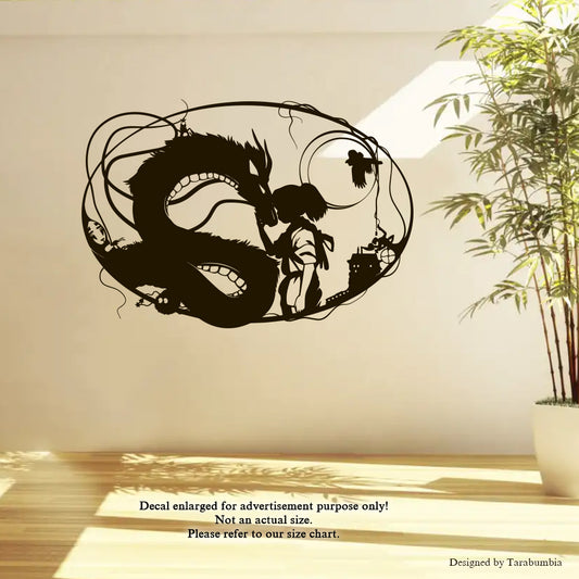 Anime Spirited Away Wall Decals Chihiro Ogino and Haku Spirit of The Kohaku River - EC1090