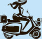 Motorcycle Wall Decals Lady On A Moped-Vinyl Decals EC1203