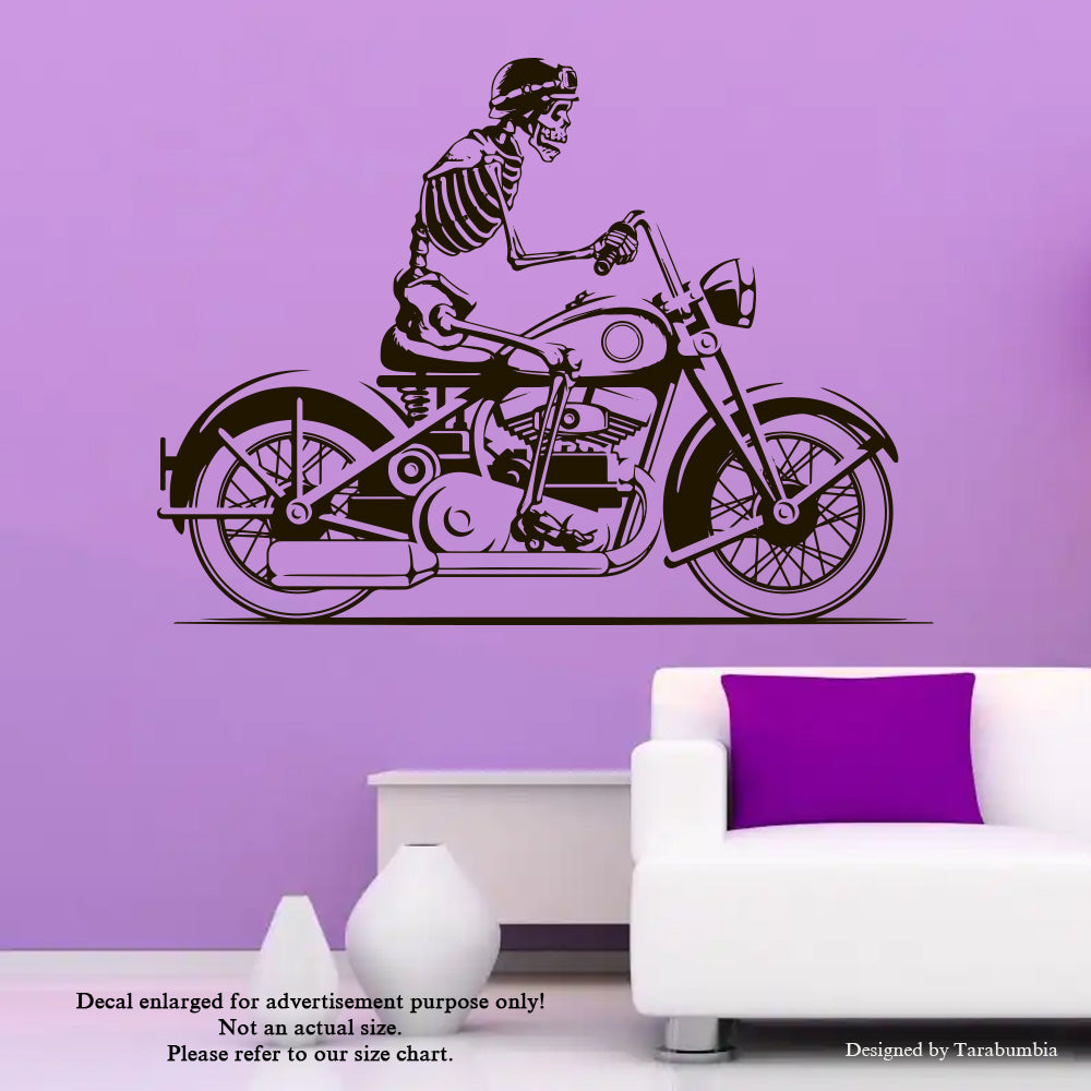 Skeleton On A Motorcycle Decal Sticker-Vinyl Decals EC1208