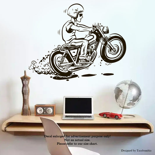 Bike Wall Decals Biker On A Motorcycle Stickers -Vinyl Decals EC1212