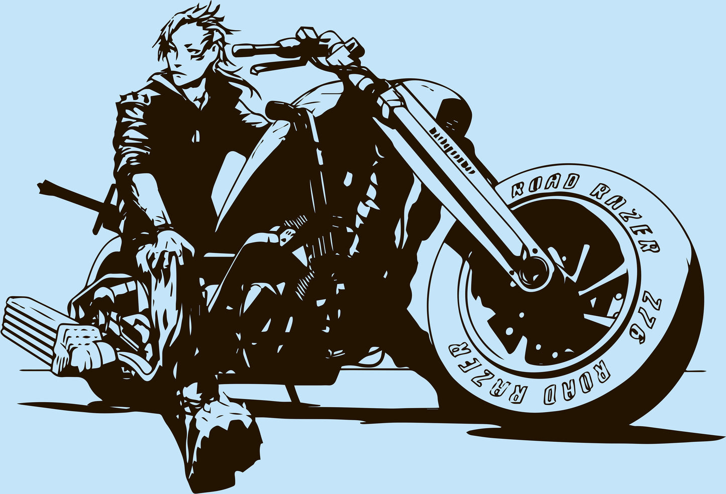 Harley Davidson Chopper Wall Decals Biker On A Motorcycle-Vinyl Decals EC1214