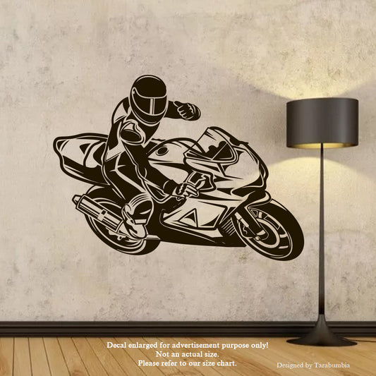 Motosport Wall Decals Biker On A Motorcycle Stickers-Vinyl Decals EC1221