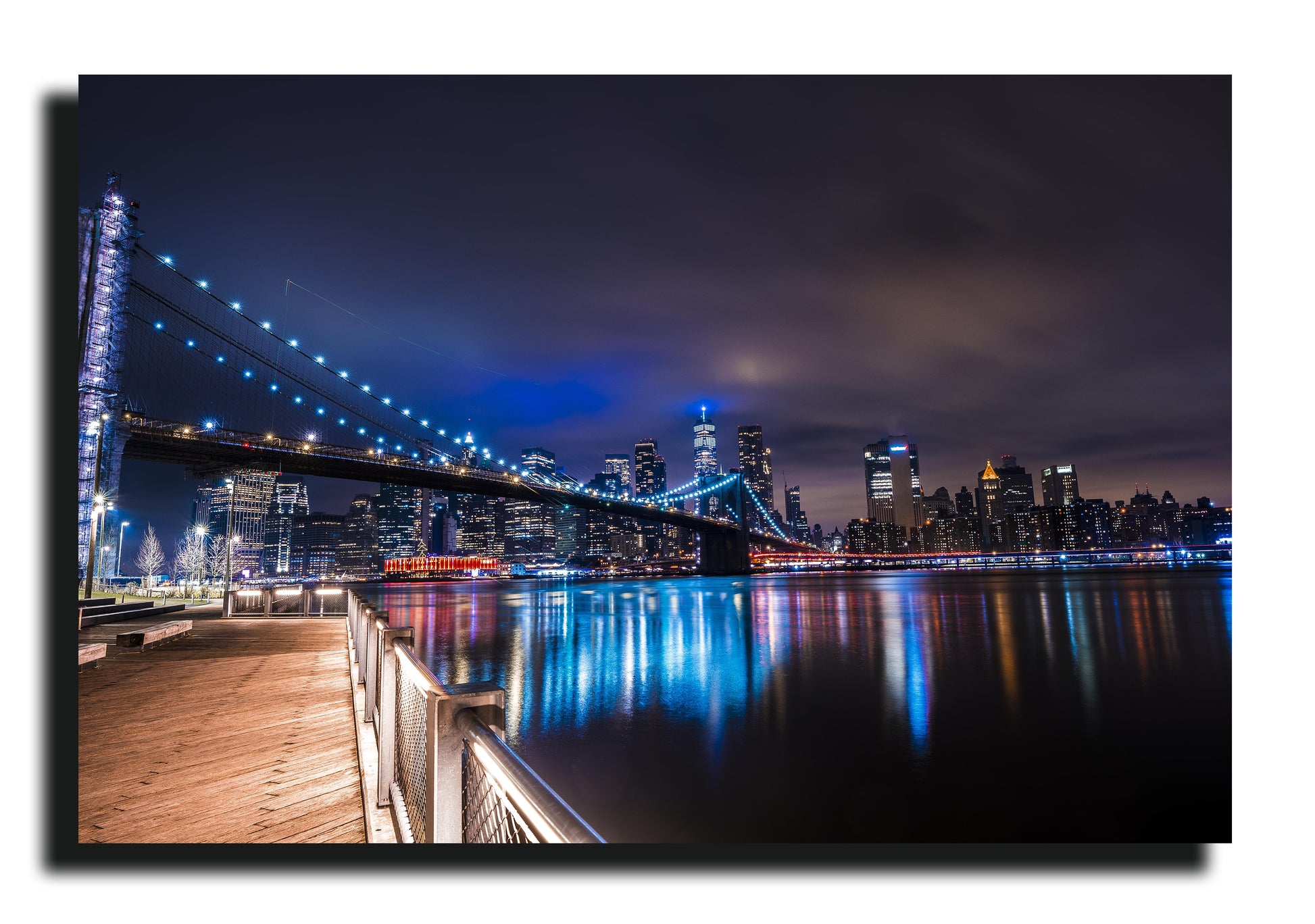 Brooklyn Bridge Holiday Lights Canvas Print