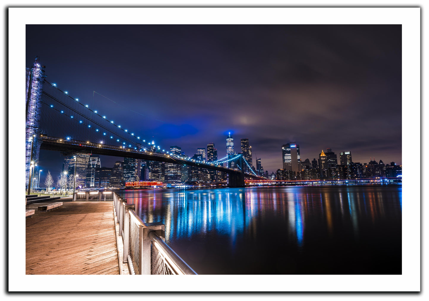 New York City Brooklyn Bridge Lights During Holidays - Canvas