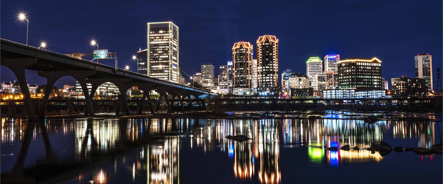 Richmond, Virginia "Blue Night and Reflections"- Canvas