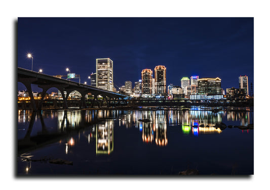 Richmond City at Night Canvas Wall Art