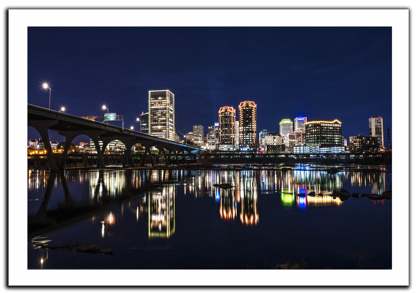 Richmond, Virginia "Blue Night and Reflections"- Canvas