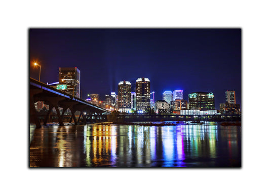 Richmond City Overlook From Floodwall at Night - Cityscape-Canvas